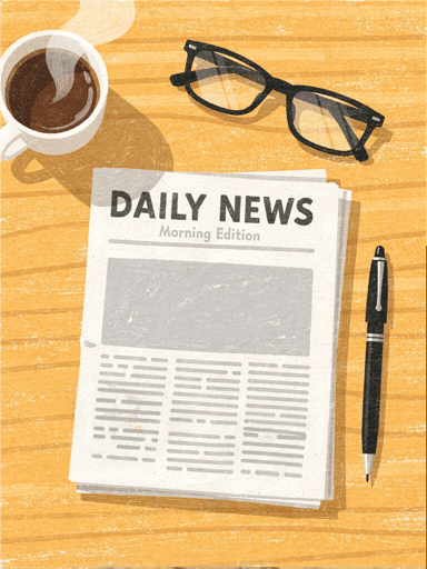 An illustration of a rolled-up newspaper