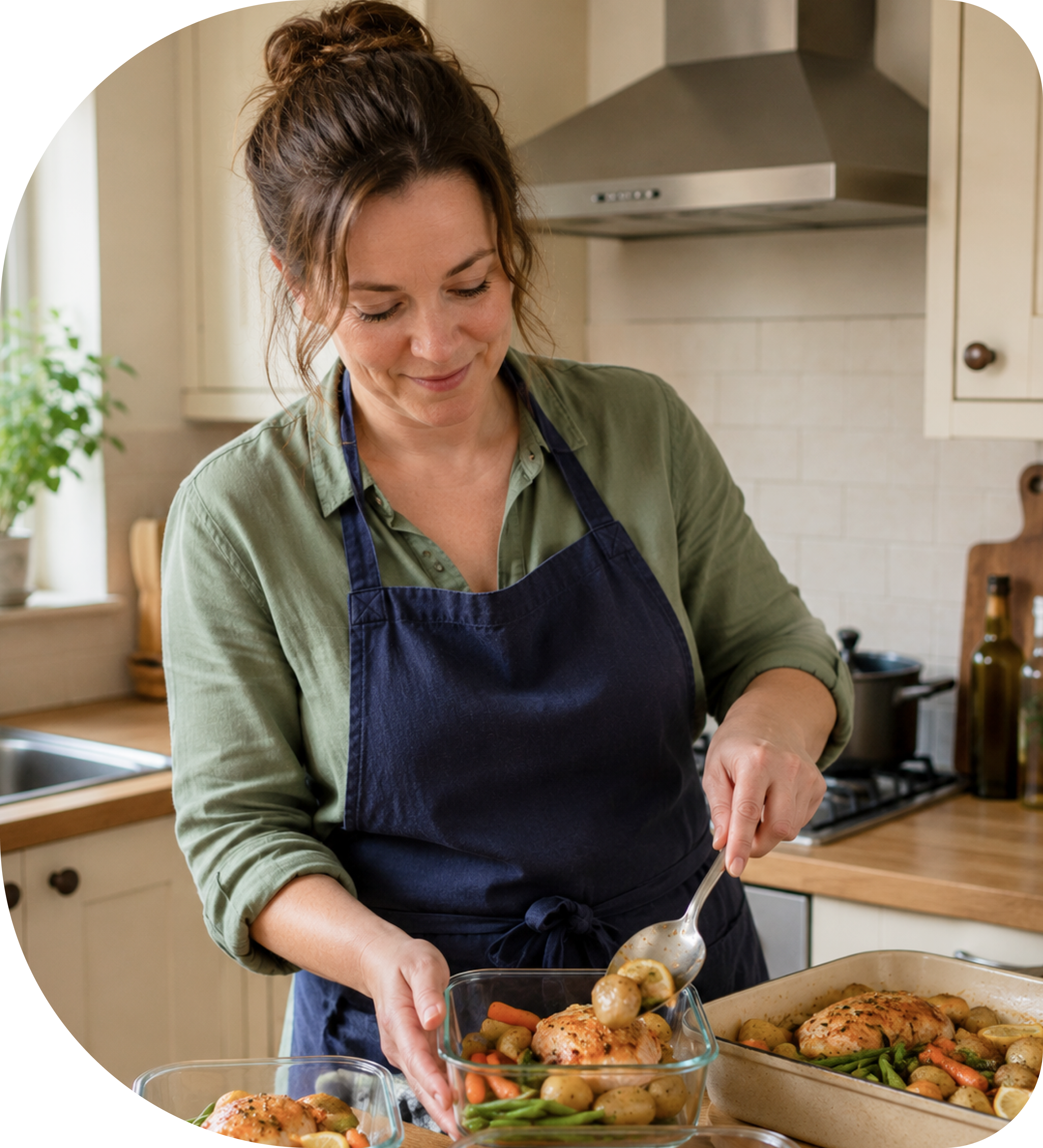 A personal chef cooking a fresh meal in a home kitchen