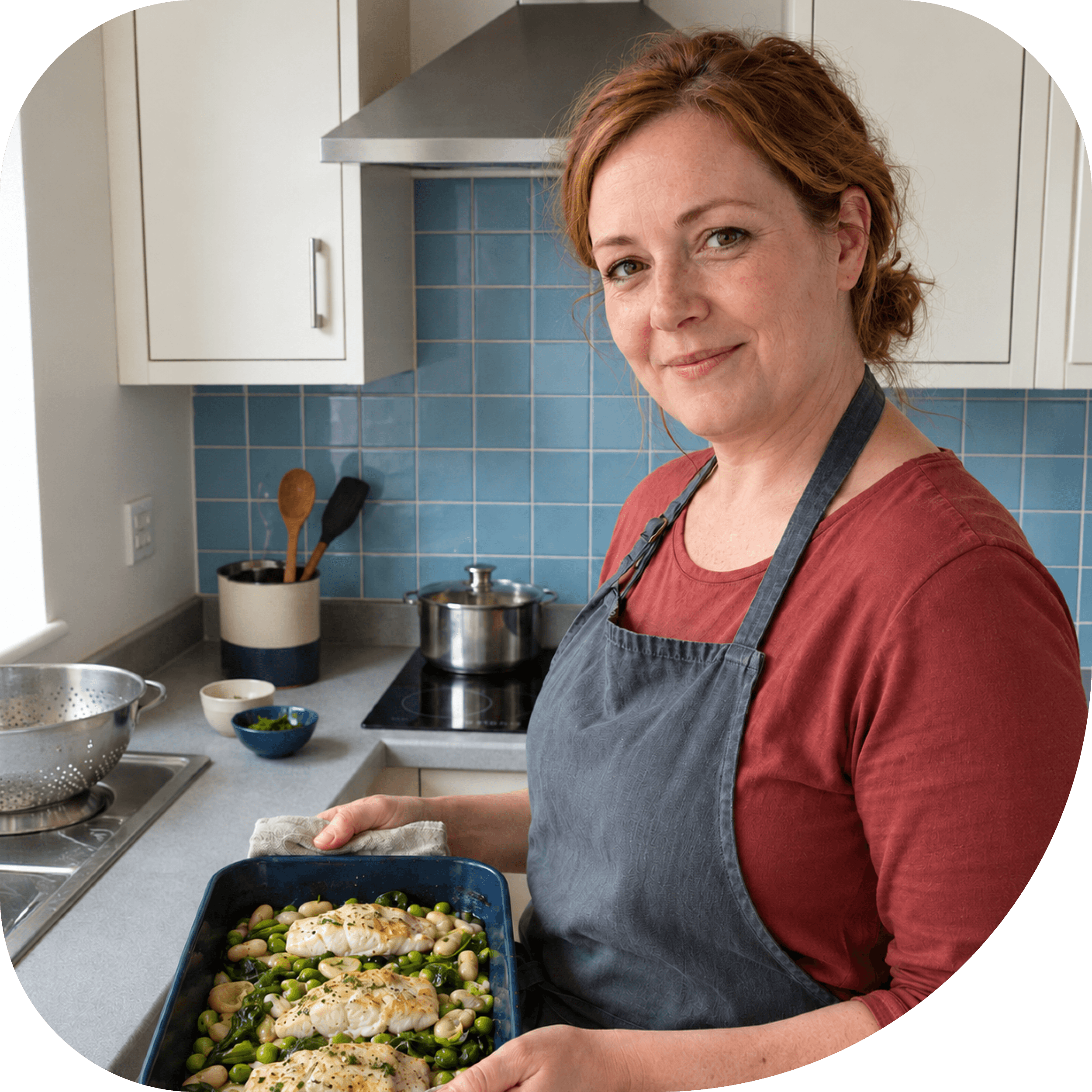 A cook enjoying preparing food at home