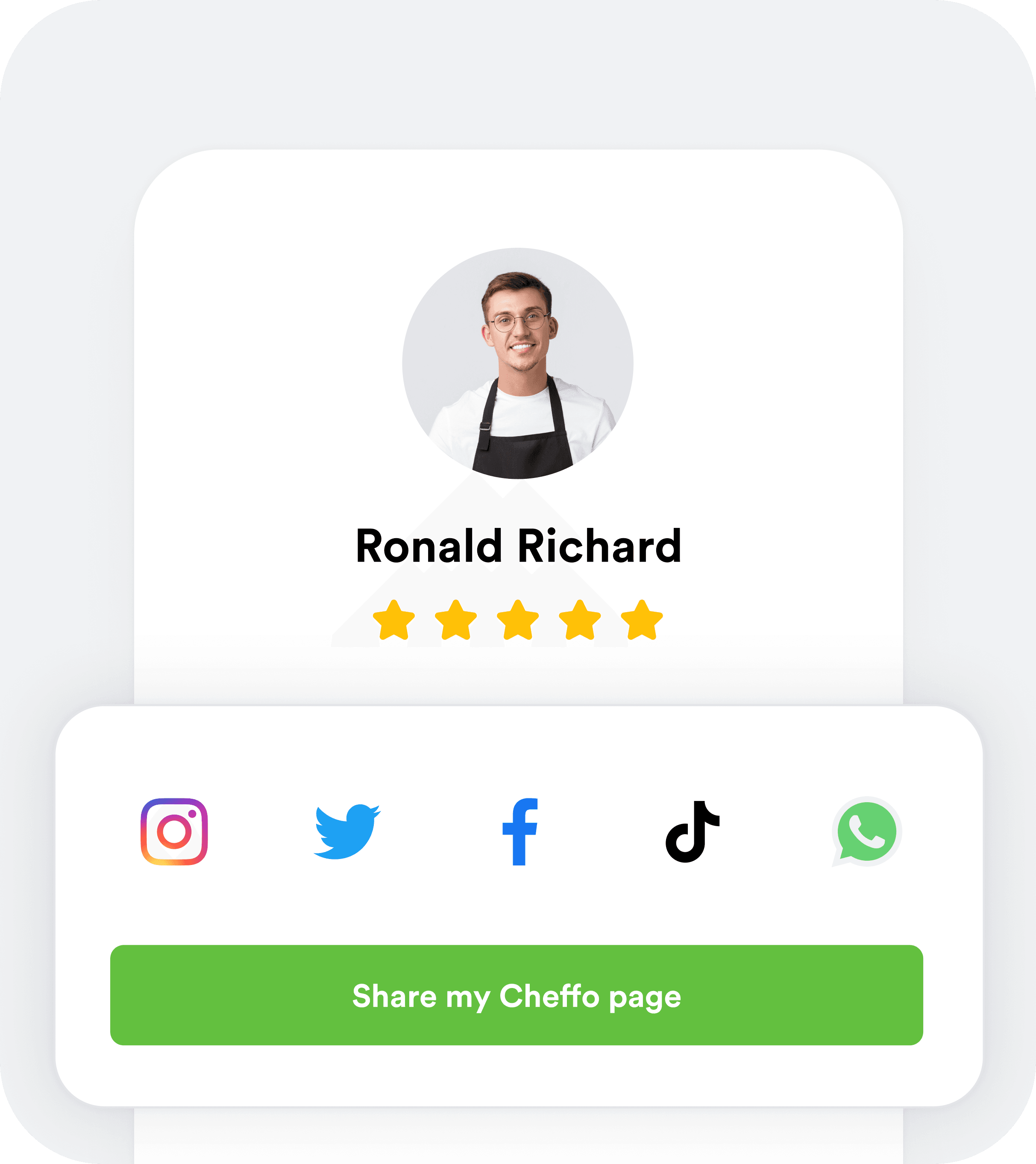 A cook's Cheffo webpage being shared on social media