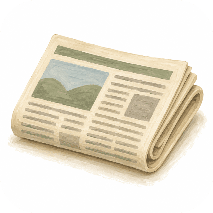 An illustration of a rolled-up newspaper