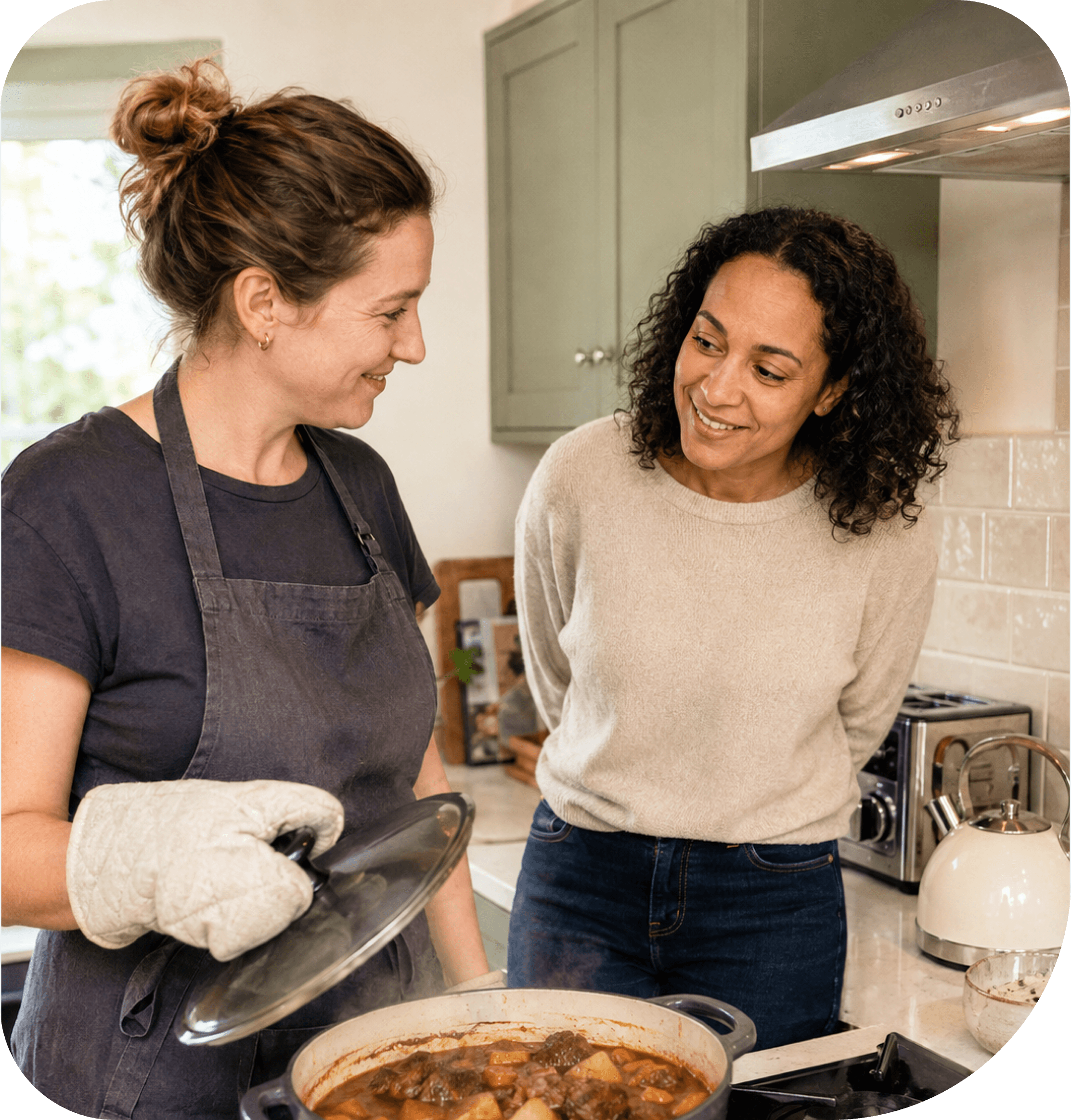 A cook packing a home-cooked meal