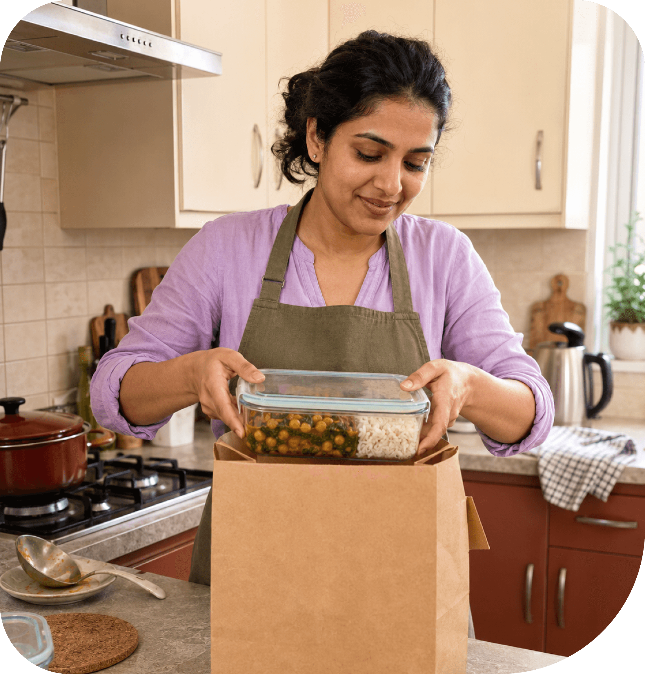 A cook holding a freshly baked dish