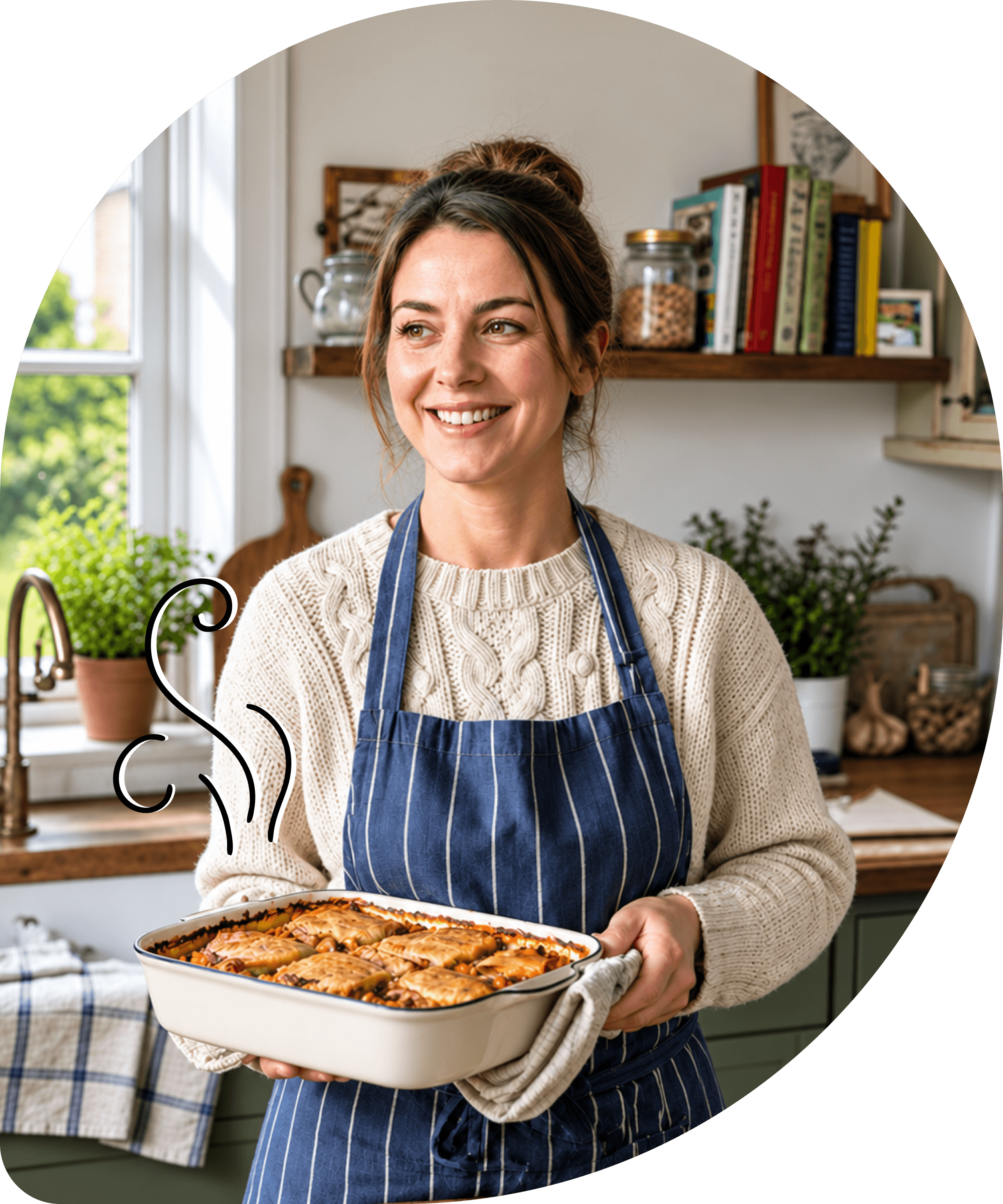 A cook preparing a pumpkin pie