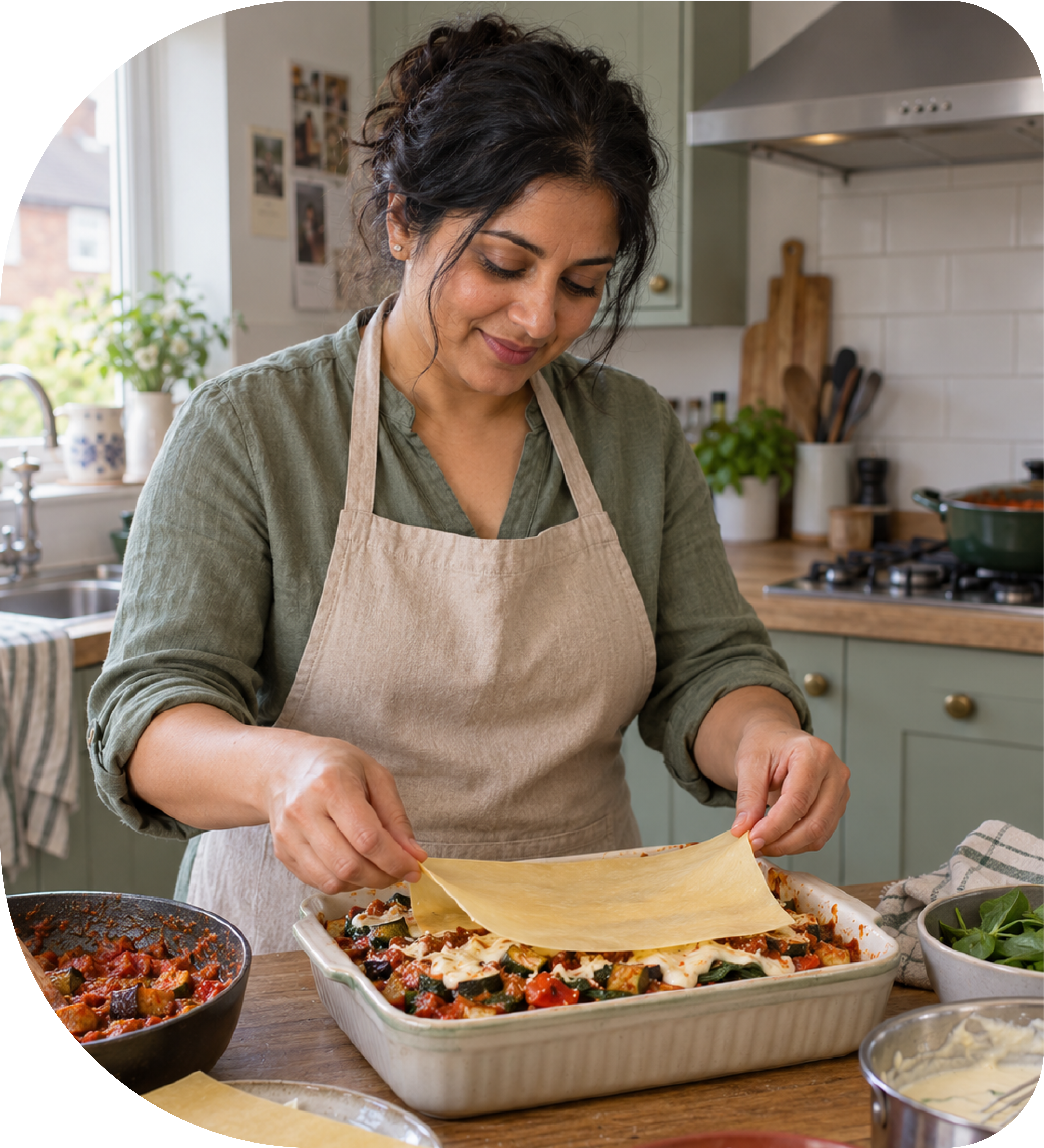 A personal chef cooking a fresh meal in a home kitchen