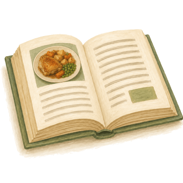 An illustration of a recipe folder with cutlery