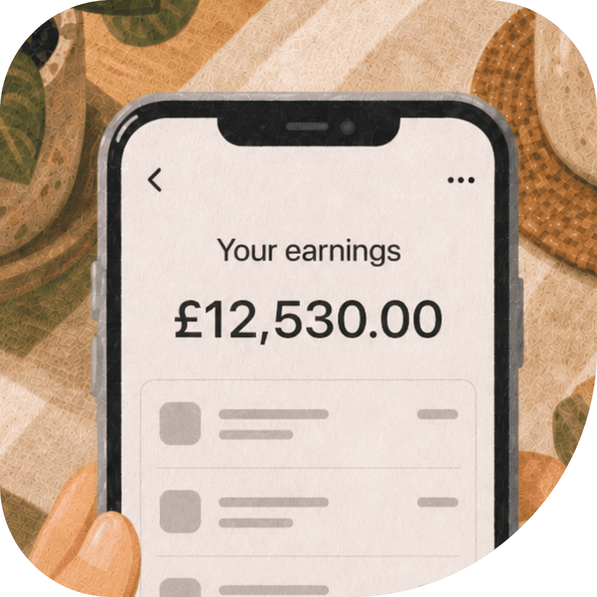 A phone showing earnings from bookings