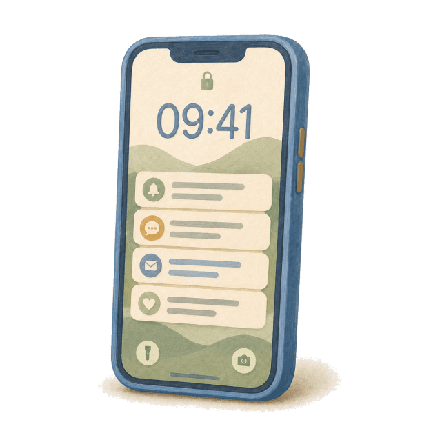 An illustration of a hand holding a phone showing a cooking business app